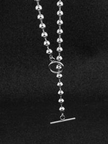 OT Buckle Design Chain Necklace - Silver - View 3