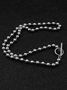 OT Buckle Design Chain Necklace - Silver - View 4