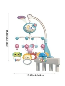 1set ABS Baby Remote Control Bed Bell Toy, Modern Infant Hanging Mobile Crib Rattle Musical Bedside Bells Toy For Home - Blue - View 2