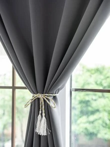 1 rèm cửa màu trơn, cản sáng, cách nhiệt và chống tia cực tím, phù hợp cho phòng khách và phòng ngủ, thiết kế tối giản hiện đại, dễ dàng lắp đặt bằng băng dính - Màu xám đen - Xem 6