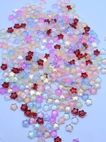 8毫米60顆/包混色星形玻璃珠,用於珠寶製作(不帶盒子) - 彩色 - 查看 3