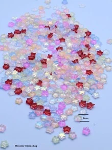 8毫米60顆/包混色星形玻璃珠,用於珠寶製作(不帶盒子) - 彩色 - 查看 4