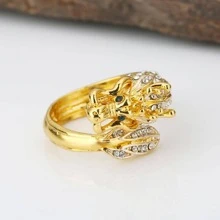 1入商務宴會時尚主導嘻哈風龍戒指,適用於男士約會派對婚禮訂婚珠寶飾品裝飾情人節禮物 - 金色 - 查看 5