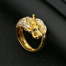 1入商務宴會時尚主導嘻哈風龍戒指,適用於男士約會派對婚禮訂婚珠寶飾品裝飾情人節禮物 - 金色 - 查看 2
