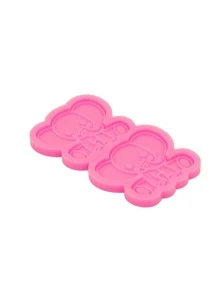1入組卡通大象DIY矽膠模具，粉色軟糖模具，用於DIY - 粉色 - 查看 5
