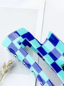 1 cái Vuốt tóc họa tiết ca rô dành cho nữ cho cuộc sống hàng ngày - Màu xanh lam - Xem 2