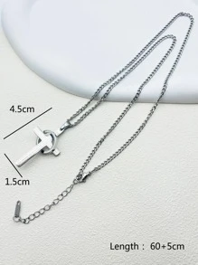 男士十字吊墜項鍊,適用於首飾類禮品和派對 - 銀色 - 查看 4