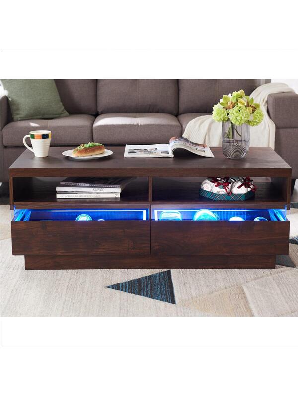 Okd led coffee table with storage modern center table with open