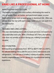 Cippes 1入組組帶刻度矽膠烘焙墊，可重複使用的不粘耐熱烤箱烤盤墊，Macron Cookie 披薩蛋糕麵包糕點廚房工具，16.53 英寸 x 11.61 英寸