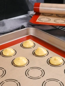 Cippes 1入組組帶刻度矽膠烘焙墊，可重複使用的不粘耐熱烤箱烤盤墊，Macron Cookie 披薩蛋糕麵包糕點廚房工具，16.53 英寸 x 11.61 英寸