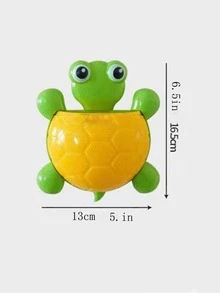 1 pieza Soporte para cepillo de dientes tortuga diseño montado en la pared - Verde - Ver 3