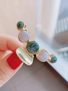 1 cái Vuốt tóc hình tròn trang trí thời trang cho phụ nữ để trang trí tóc - Màu xanh lá cây đậm - Xem 7