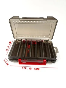 1pc Grey Plastic Multi-grid Fishing Tackle Box