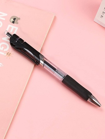 1pc Plastic Plain Gel Pen, Simple Plastic Press Type Gel Pen For Office, School