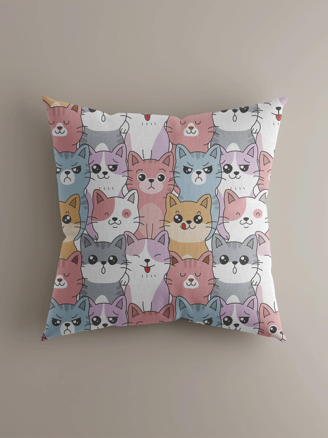 貓印花靠墊套不附帶墊芯 - 彩色 - 查看 1