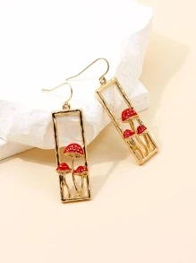 2入組蘑菇裝飾矩形耳墜 - 紅色 - 查看 5