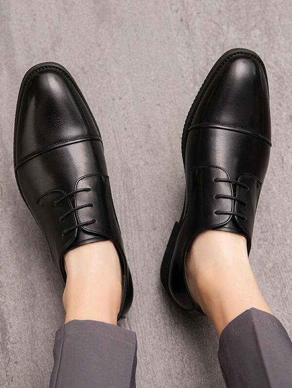 Men Solid Lace Up Derby Shoes, Business Outdoor Dress Shoes SHEIN UK