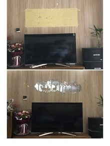 1pc Nhãn dán tường gương họa tiết cây & nai sừng tấm - Bạc - Xem 5