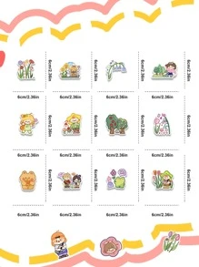 50pcs Cartoon Graphic Sticker, Cartoon Figure & Flower Design PVC Waterproof Decorative Sticker For School Student - Multicolor - View 3