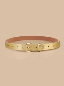 Square Buckle Women's Belt, Simple Versatile Fashion Jeans Waist Belt (Random Pattern) Summer, School Fall, Autumn, Halloween
