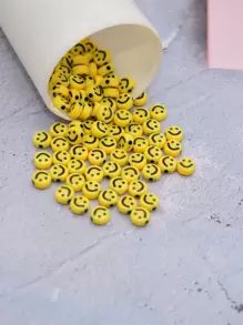100pcs/set Smiling Face Expression Detail DIY Bead - Yellow - View 5