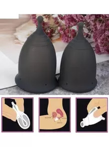 Medical Silicone Menstrual Cup Cleaning - Black - View 2