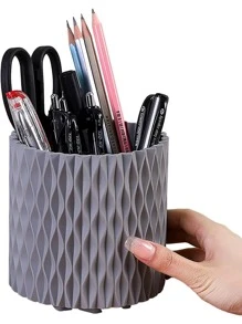 Rotating Desk Organizer Pen Holder Office Home - 灰色 - 查看 1