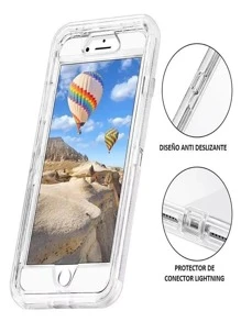 Funda Case Premium Tipo Otterbox Uso Rudo 360 + Mica Gratis Para la Protección De Pantalla Para Celular Compatible Con iPhone, Antishock 3 En 1 Acrigel. - transparente - Ver 3