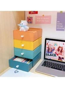 Stackable Drawer Desk Organizer With Handle Office Back To School Dormitory Storage - Dusty Blue - View 7