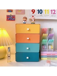 Stackable Drawer Desk Organizer With Handle Office Back To School Dormitory Storage - Dusty Blue - View 6