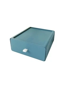 Organizador de escritorio con cajones apilables con asa, almacenamiento para oficina, vuelta al colegio, dormitorio - Azul - Ver 3
