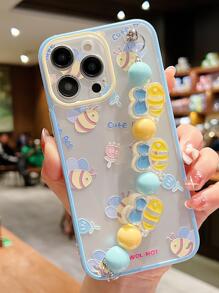 Funda para móvil con diseño de abeja y pulsera de la marca WOLMOT, adecuada para Apple iPhone 11/12/13/14/15 Pro Max/Plus - azul real - Ver 2