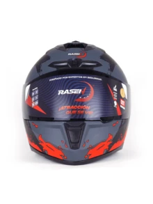 Casco para moto con certificación DOT Color Negro Franjas Rojas - Negro - Ver 2
