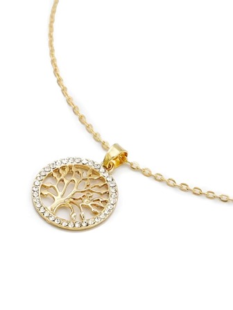 Collar árbol de la vida, con circonias, acero inoxidable