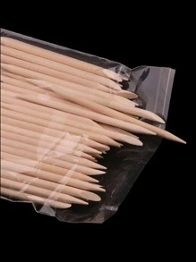 100 PALITOS DE NARANJO PARA UÑAS MANICURE ESMALTE ARTE - Beis - Ver 3