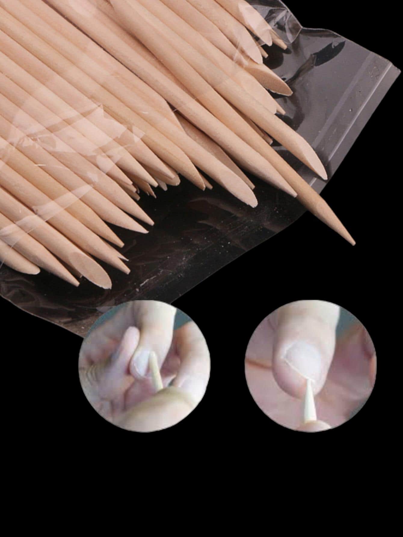 100 PALITOS DE NARANJO PARA UÑAS MANICURE ESMALTE ARTE - Beis - Ver 1