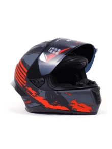 Casco para moto con certificación DOT Color Negro Franjas Rojas - Negro - Ver 3