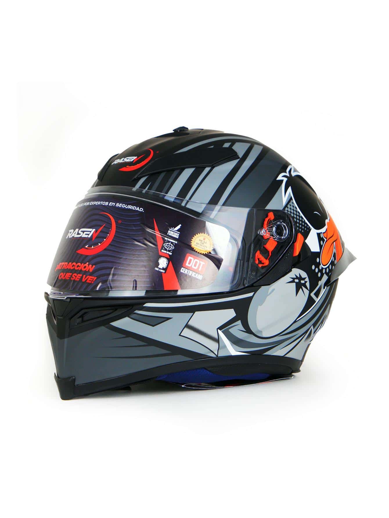 Casco para moto cerrado con certificación DOT Negro con Gris - Gris Oscuro - Ver 1