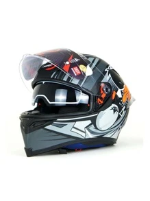 Casco para moto cerrado con certificación DOT Negro con Gris - Gris Oscuro - Ver 2