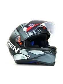 Casco para moto cerrado con certificación DOT Negro con Gris - Gris Oscuro - Ver 3