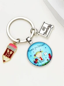 1 móc khóa thủy tinh hình cô gái hoạt hình sáng tạo dành cho nữ - Màu xanh lam - Xem 3