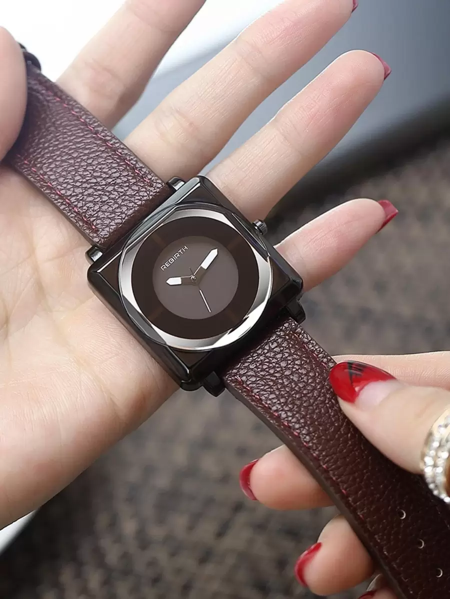 1 件 REBIRTH 品牌时尚百搭优雅石英女表 - 咖啡棕 - 查看 1