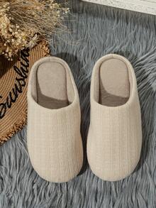 Dép Đi Trong Phòng Ngủ Thanh Lịch Cho Nữ, Dép Đi Trong Nhà Ấm Áp Một Băng - Màu be - Xem 2