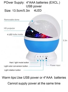 1 pieza Proyector ABS proyección romántico galaxia lámpara para casa - Blanco - Ver 4