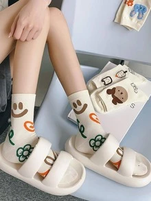 6雙男士兔子和花朵圖案時尚中筒襪 - 彩色 - 查看 4