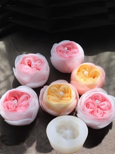 1 件奥斯汀玫瑰蜡烛硅胶模具 DIY 鲜花蜡烛制作肥皂树脂巧克力模具情人节生日礼物工艺家居装饰