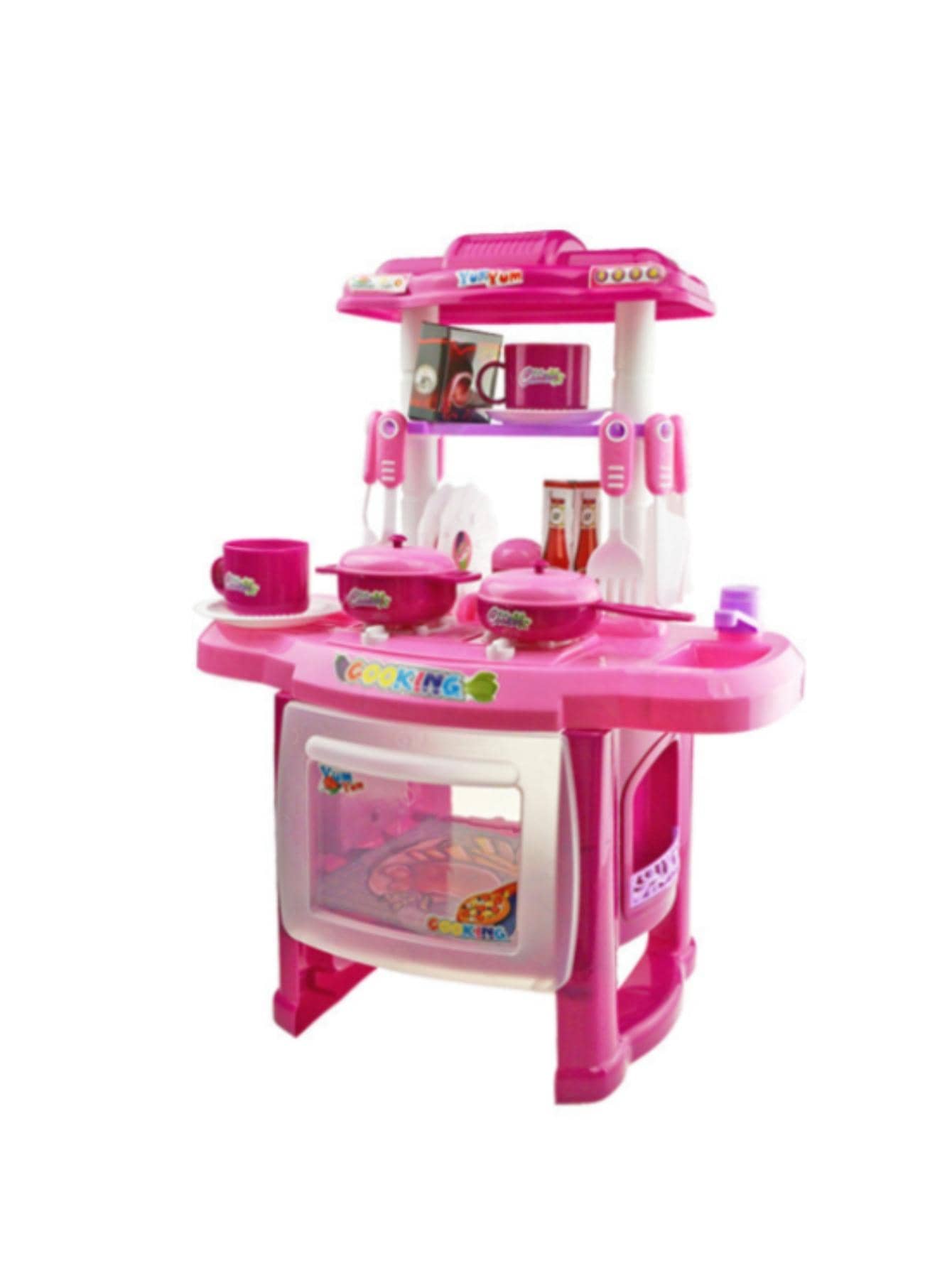 Cocina infantil para niñas con luz y sonido, 24 piezas de decoración de habitación - Rosa - Ver 1