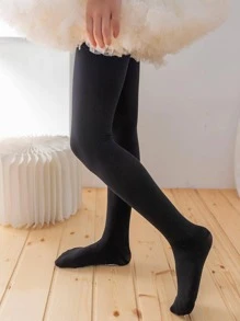 1 đôi quần tất Jacquard cho bé gái để trang trí hàng ngày - màu đen - Xem 3