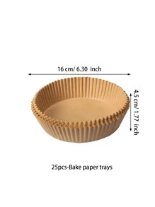 25入組紙質空氣炸鍋內胆，極簡淺卡其炸鍋膜、空氣炸鍋紙、油炸機紙、炸藥盒紙 - 黃色 - 查看 2