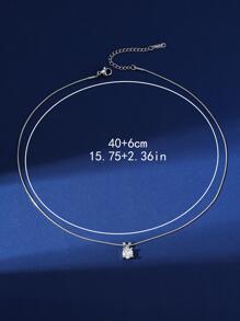 Hihho 1pc Fashion Stainless Steel Cubic Zirconia Pendant Necklace For Women For Daily Decoration - Silver - View 5